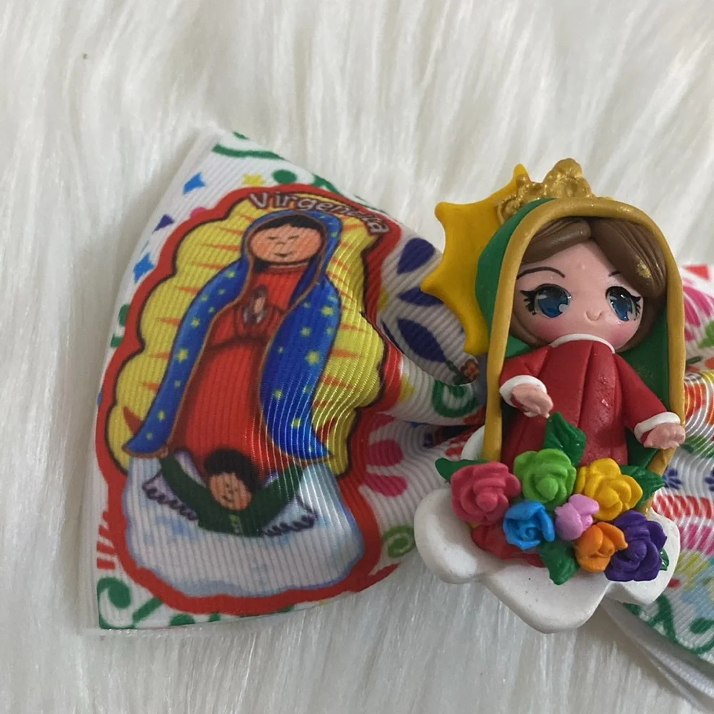 Girls Hair Bow Virgen de Guadalupe